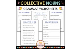Printable Collective Nouns Grammar Worksheets for Grade 3, 4, 5