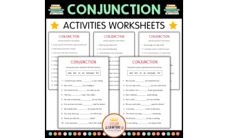 Printable Conjunction Grammar Activity Worksheets for Grade 2, 3, 4
