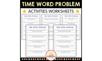 Printable Elapsed Time Word Problem to the Hour Worksheets for Grade 1