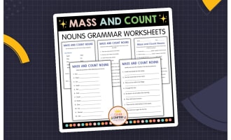 Printable Mass and Count Nouns Grammar Activities Worksheets