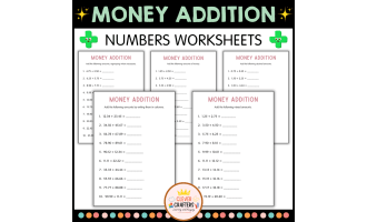 Printable Money Addition Numbers Math Worksheets for Grade 2, 3, 4