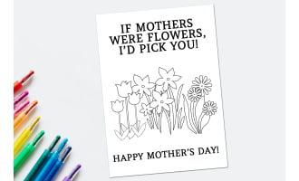PRINTABLE MOTHER'S DAY COLORING CARD ACTIVITY, TAKE HOME GIFT FOR MOM