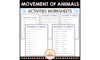 Printable Movements of Animals Activity Worksheets for Grade 1, 2, 3