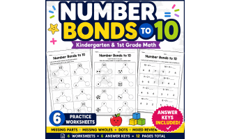 printable number bonds to 10 worksheets with Answer Key