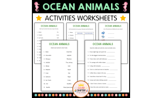 Printable Ocean Animals Activity Worksheets for Grade 2, 3, 4
