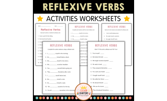 Printable Reflexive Verbs Practice Grammar Worksheets for Grade 2, 3