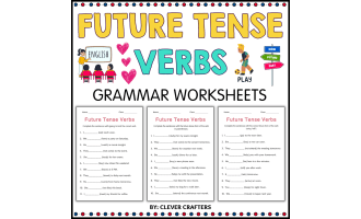 Printable Simple Future Tense Verbs Grammar Worksheets for Grade 2, 3