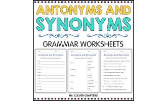 Printable Synonyms and Antonyms Grammar Worksheet for Grade 1, 2, 3