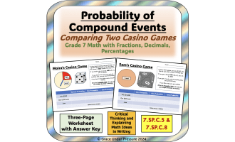 Probability Word Problems Middle School Probability of Compound Events