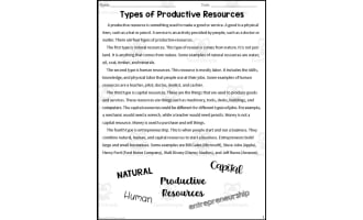 Productive Resources Reading Packet