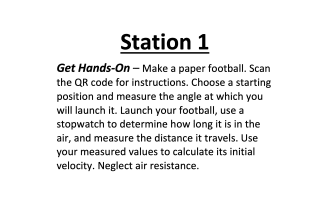 Projectile Motion – Lab Station Activity