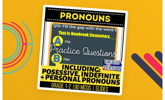 UK/Aus Spelling Pronouns Grammar Practice: 90 MCQs Year 2-3 (Slides)
