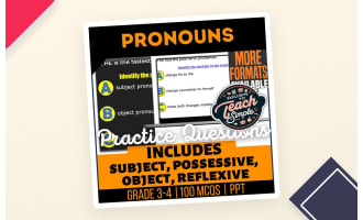 Pronouns Practice Questions - Grade 3-4 Grammar (PPT)