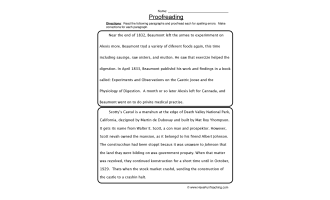 Proofreading Spelling Errors Worksheet