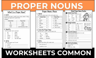 Proper Nouns Worksheets Common And Proper Nouns and Capitalization