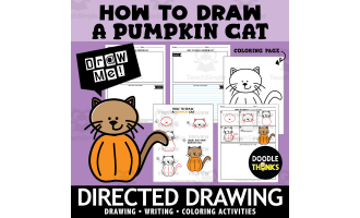 Pumpkin Cat Directed Drawing | How To Draw Autumn Art Activities