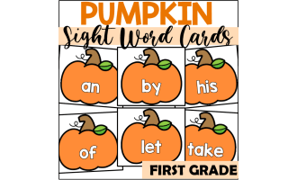 Pumpkin Sight Word Cards for First Grade