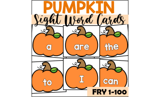 Pumpkin Sight Word Cards for Fry 1-100