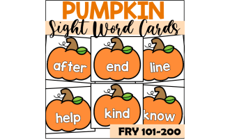 Pumpkin Sight Word Cards for Fry 101-200