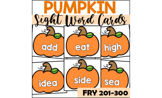 Pumpkin Sight Word Cards for Fry 201-300