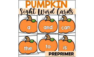 Pumpkin Sight Word Cards for Preprimer