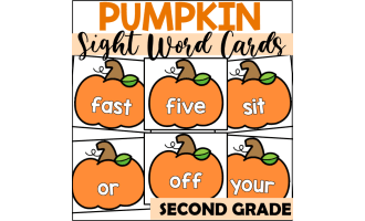 Pumpkin Sight Word Cards for Second Grade