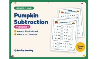 Pumpkin Subtraction Worksheet – 1st Grade Thanksgiving Practice