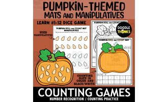 Pumpkin Theme Numbers 1-12 Counting Mats Dice Game Number Sense