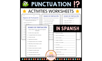 Punctuation Marks Practice Worksheets in Spanish for Grade 2, 3