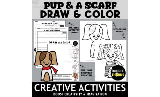 Pup and a Scarf Draw and Color Creative Activities