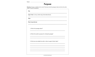 Purpose Worksheet