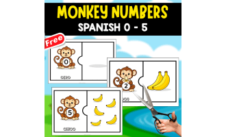 PUZZLE OF MONKEY | NUMBERS 0 - 5 IN SPANISH