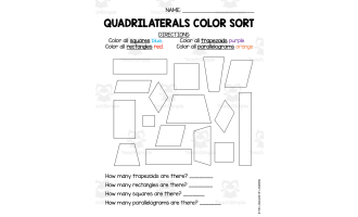 Quadrilaterals Color Sort Worksheet