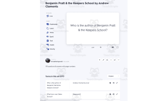 Quizlet - Benjamin Pratt & the Keepers School by Andrew Clements