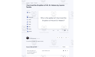 Quizlet - I Survived the Eruption of Mount St. Helens by Lauren Tarshis