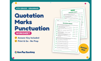 Quotation Marks Punctuation Worksheet – 4th Grade Grammar Practice
