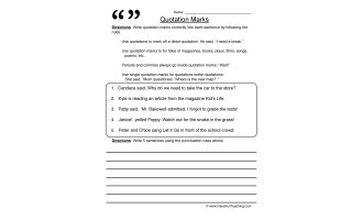 quotation marks punctuation worksheet by teach simple
