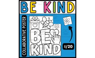 Random Acts of Kindness Day : Be Kind Collaborative Coloring Poster.