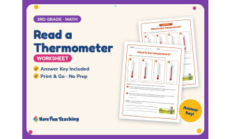 Read a Thermometer Worksheet – 3rd Grade Measurement & Temperature