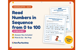 Read Numbers in Sequence from 0 to 100 Worksheet – Kindergarten