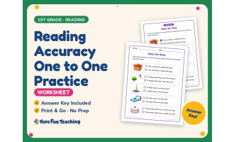 Reading Accuracy One to One Practice Worksheet – 1st Grade Fluency