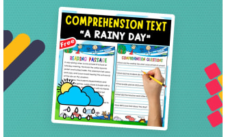 READING-COMPREHENSION + 4 ANCHOR CHART | A RAINY DAY
