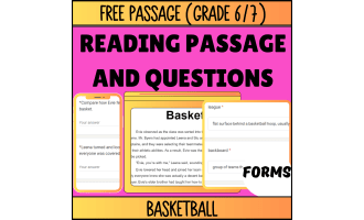 Reading Comprehension Fiction Set 1 Sample: Basketball (Google Forms)