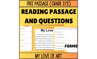 Reading Comprehension Fiction Set 4 Sample: My Love of Art (Forms)