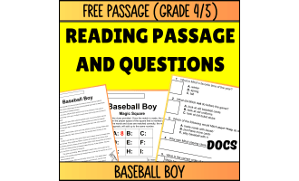 Reading Comprehension Fiction Set 5 Sample: Baseball Boy (Docs)
