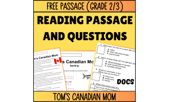 Reading Comprehension Fiction Set 6 Sample: Tom's Canadian Mom (Docs)