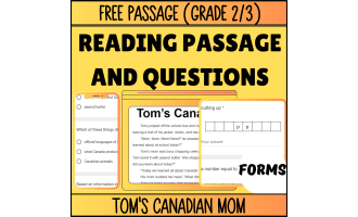 Reading Comprehension Fiction Set 6 Sample Tom's Canadian Mom (Forms)