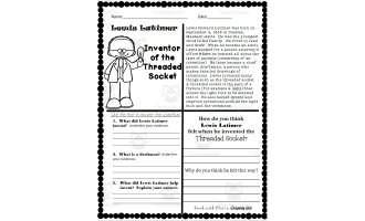 Reading Comprehension for Black History Month: Lewis Latimer