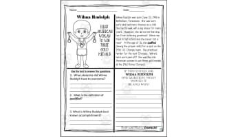 Reading Comprehension for Black History Month: Wilma Rudolph