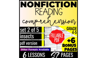 Reading Comprehension Nonfiction Set 2 - Insects (Fillable PDF)